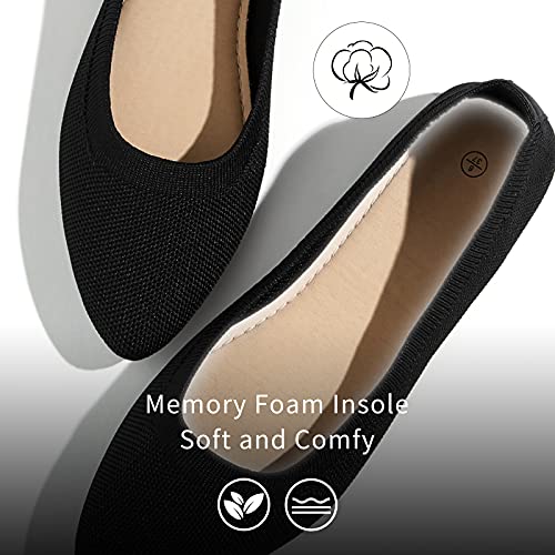 BABUDOG Women's Mesh Flats Shoes Pointed-Toe Dress Shoes for Women Black Flats Comfortable Memory Foam Flats(Black.US9) - Image 4