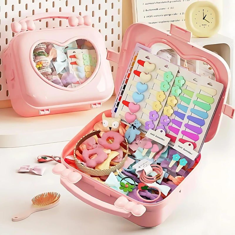 KREPS plastic Hair Accessories Storage Box Handbag, Ideal for Clips, Brush, and Headbands Hair Bows and Clips,Multi-Purpose Perfect for Travel and Organization (Baby Pink) - Image 5
