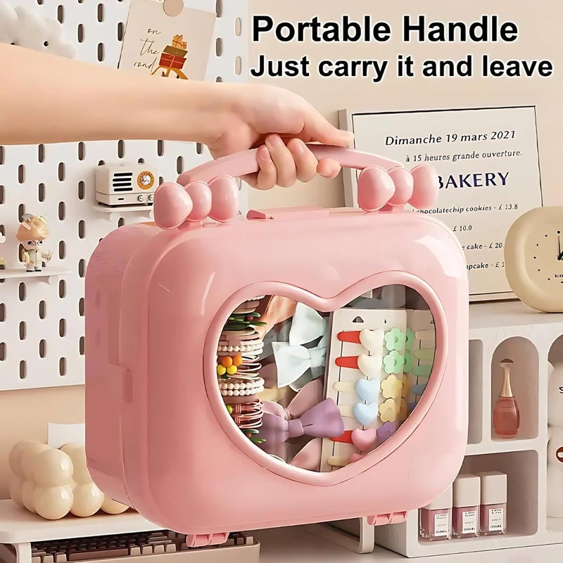 KREPS plastic Hair Accessories Storage Box Handbag, Ideal for Clips, Brush, and Headbands Hair Bows and Clips,Multi-Purpose Perfect for Travel and Organization (Baby Pink) - Image 4