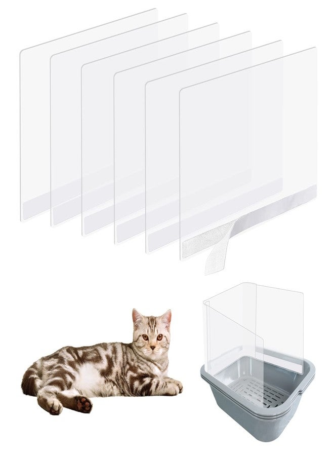 Sadoia 6 Pcs Cat Litter Box Splash Guard Pee Shields - Anti-Splashing Reusable High Sided Cat Toilet Training Kit for Open Top Litter Pan - Image 1