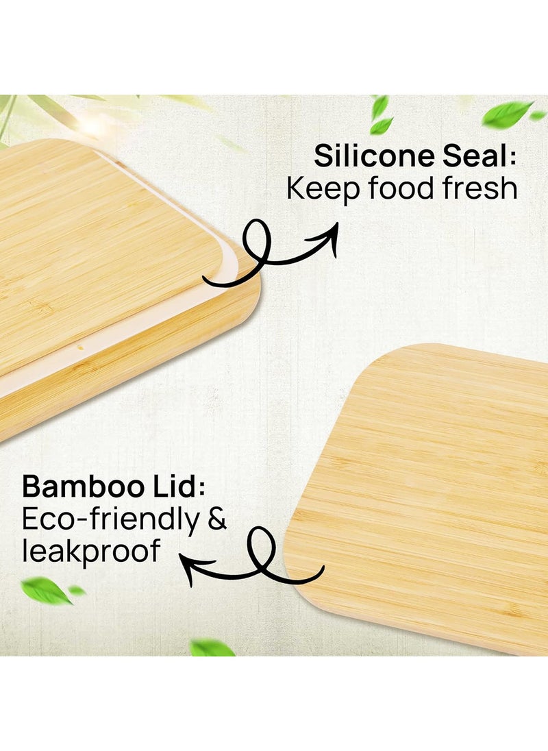 BLACKSTONE - Set of 3 Glass Food Containers with Wooden Lids & Silicone Rings – 1520ml Leakproof Storage Solution - Image 1