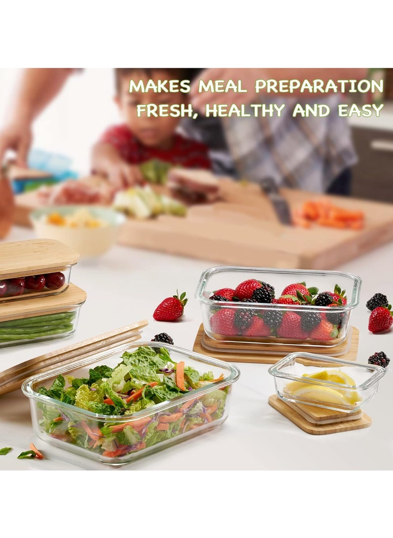 BLACKSTONE - Set of 3 Glass Food Containers with Wooden Lids & Silicone Rings – 1520ml Leakproof Storage Solution - Image 1
