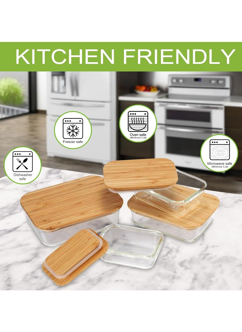 BLACKSTONE - Set of 3 Glass Food Containers with Wooden Lids & Silicone Rings – 1520ml Leakproof Storage Solution - Image 1