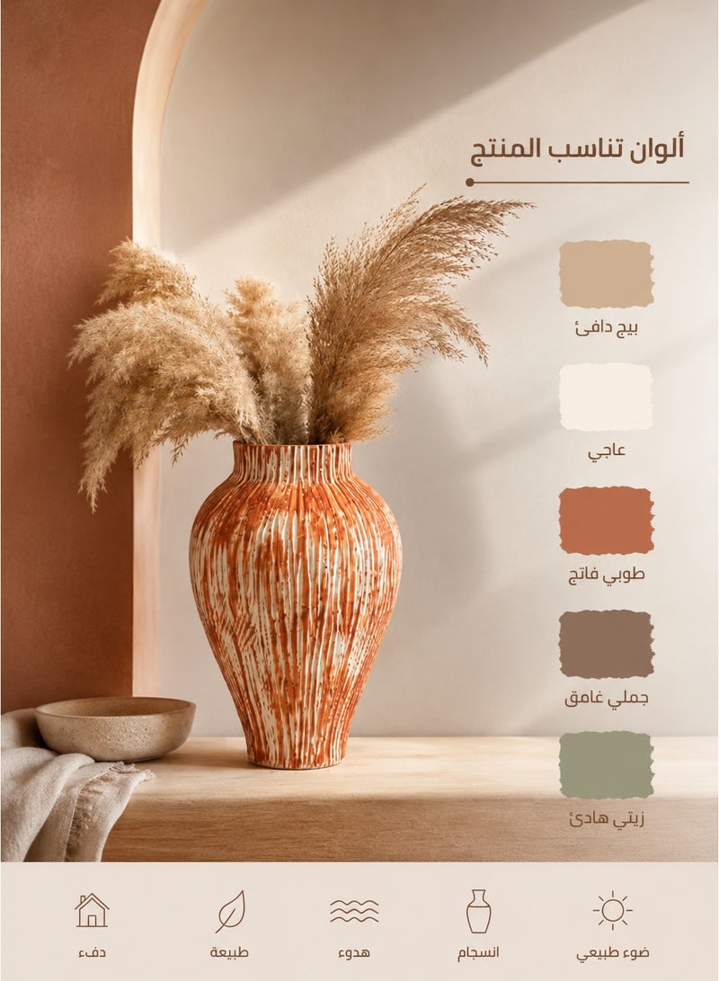 كالدا مزهرية ديكورية بتصميم تموجات رملية – مزهرية للزهور المجففة والنباتات الصناعية – ديكور عصري لغرفة المعيشة والمكتب وغرفة النوم - Image 5