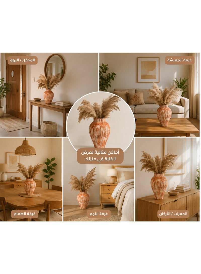 كالدا مزهرية ديكورية بتصميم تموجات رملية – مزهرية للزهور المجففة والنباتات الصناعية – ديكور عصري لغرفة المعيشة والمكتب وغرفة النوم - Image 4