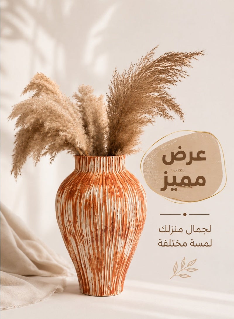 كالدا مزهرية ديكورية بتصميم تموجات رملية – مزهرية للزهور المجففة والنباتات الصناعية – ديكور عصري لغرفة المعيشة والمكتب وغرفة النوم - Image 2