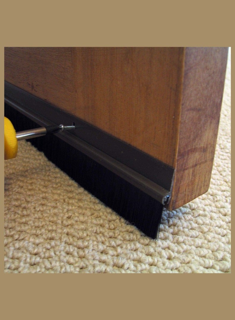 KNP KNP Door Bottom Brush And Bottom Seal with Screw for Exterior Interior Doors Door Seal Sound Proof Under Door Draft Blocker (120 cm) Black  - Image 2