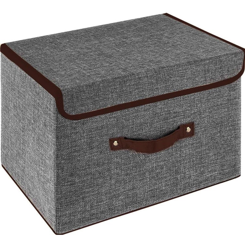 OWill Foldable Storage Boxes with Lids Fabric Storage Cubes with Handles for Home Office 25 X 19 X 16 cm1pcs grey