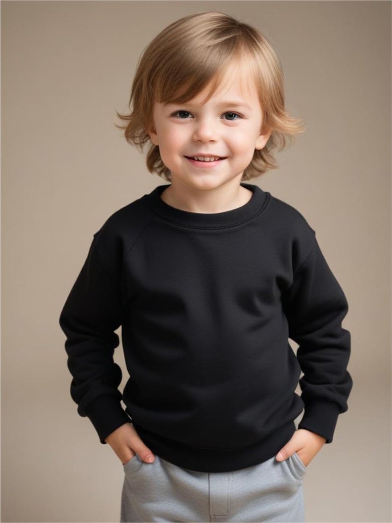 minicult Cotton Fleece Kids Regular Fit Sweatshirts with Round Neck and Ribbed Full Sleeves (Pack of 3) (Multicolor)(5-6 Years) Multicolour - Image 3