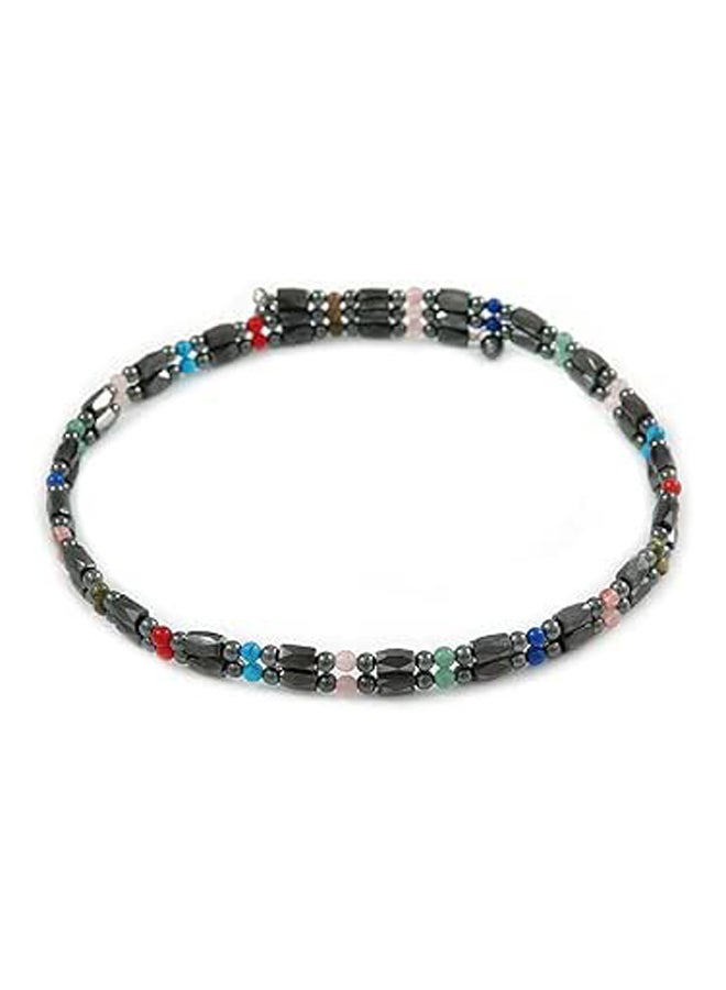 Avalaya Hematite Bead with Semiprecious Multicoloured Stones Magnetic Necklace/Bracelet - 90cm Total Length - Image 1
