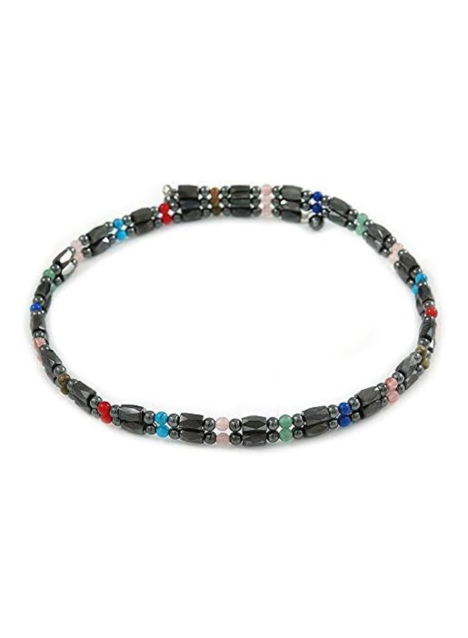 Avalaya Hematite Bead with Semiprecious Multicoloured Stones Magnetic Necklace/Bracelet - 90cm Total Length - Image 2