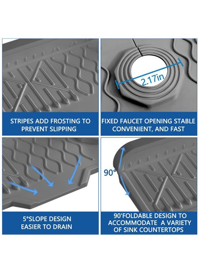 EBIGIC Sink Splash Guard Gen2-17" x 6'' Kitchen Sink Accessories,Silicone Sink Mat Splash Guard,fit for Countertop, Bathroom,Farmhouse,RV (Grey) - Image 3