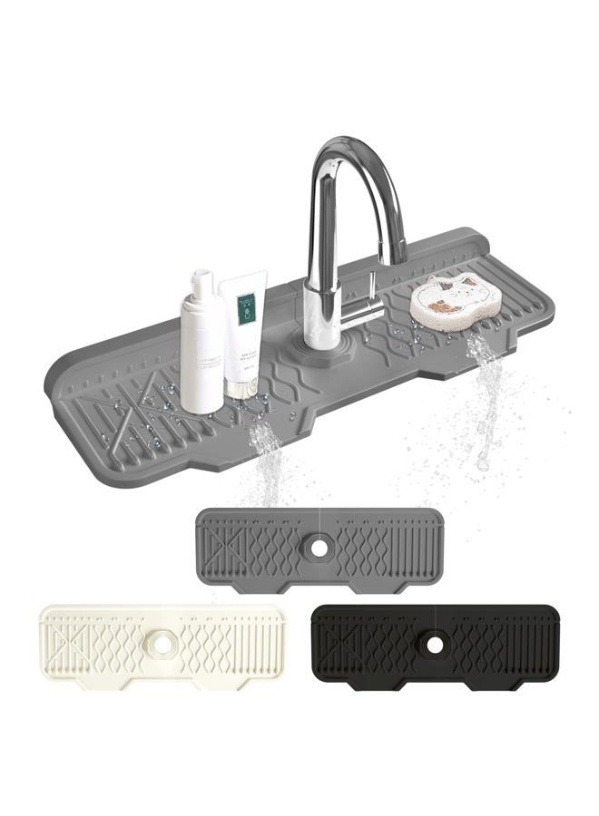 EBIGIC Sink Splash Guard Gen2-17" x 6'' Kitchen Sink Accessories,Silicone Sink Mat Splash Guard,fit for Countertop, Bathroom,Farmhouse,RV (Grey) - Image 1
