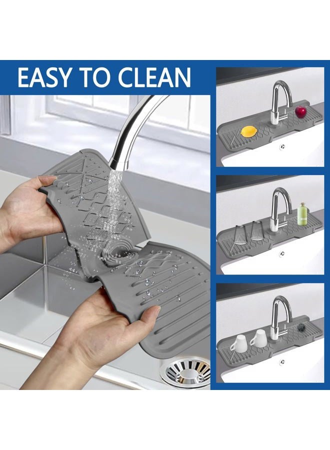 EBIGIC Sink Splash Guard Gen2-17" x 6'' Kitchen Sink Accessories,Silicone Sink Mat Splash Guard,fit for Countertop, Bathroom,Farmhouse,RV (Grey) - Image 4
