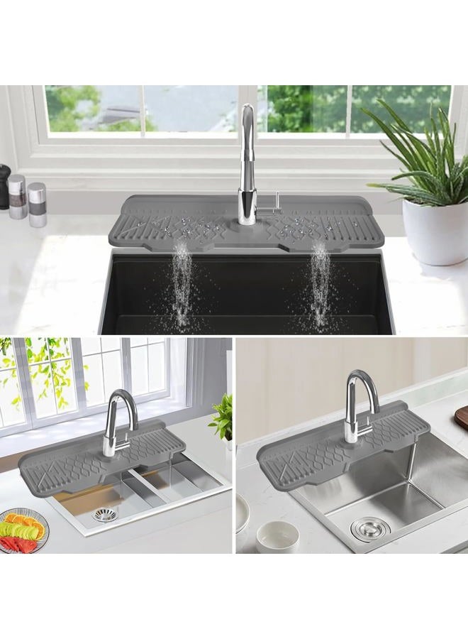 EBIGIC Sink Splash Guard Gen2-17" x 6'' Kitchen Sink Accessories,Silicone Sink Mat Splash Guard,fit for Countertop, Bathroom,Farmhouse,RV (Grey) - Image 5