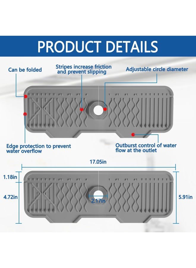 EBIGIC Sink Splash Guard Gen2-17" x 6'' Kitchen Sink Accessories,Silicone Sink Mat Splash Guard,fit for Countertop, Bathroom,Farmhouse,RV (Grey) - Image 2