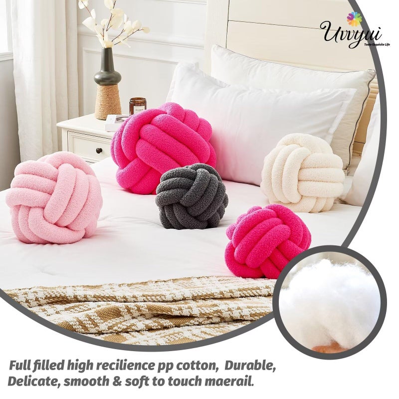 Uvvyui Knot Pillow Ball  Soft Home Decorative Pillows  Round Throw Pillow  Handmade Knotted Plush Pillow  Round Boucle Pillow Cushion (8.6 Inches Dark Gray) - Image 3