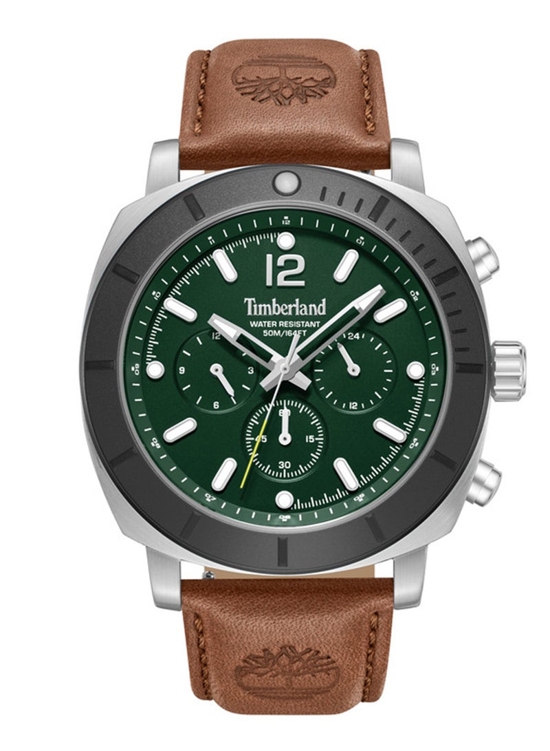 Timberland Men Pyperville Green Dial Leather Strap Multifunction Watch for Men, 46mm - Image 1