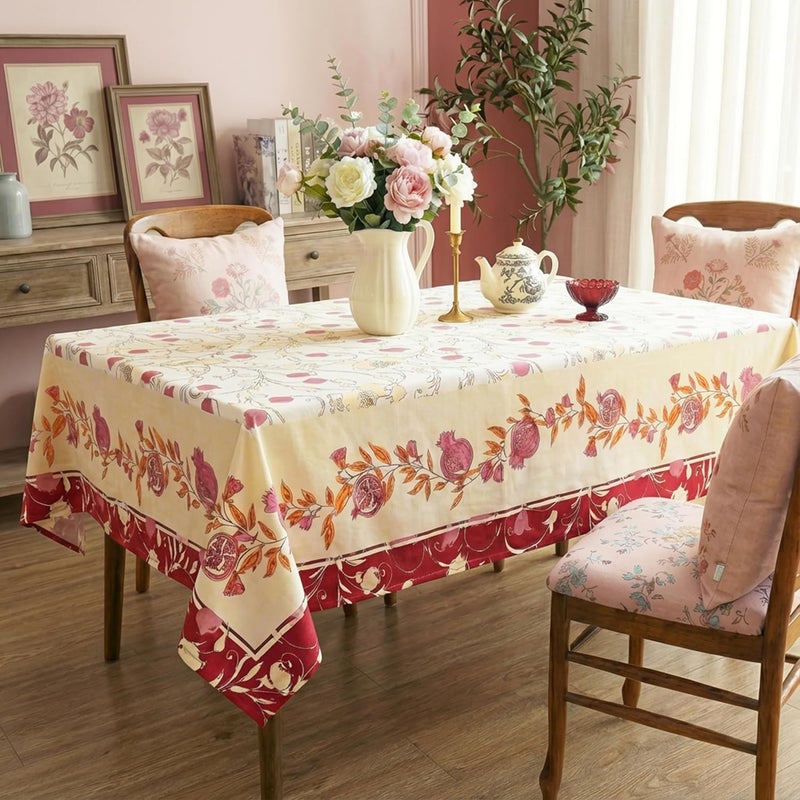 RUSTIQUE LINENS Printed Cotton Table Cloth 4 Seater – Dining Table Cover Cloth, Washable Table Cloth for Dining Table – 150 x 150 CM - Pom Petal - Image 3