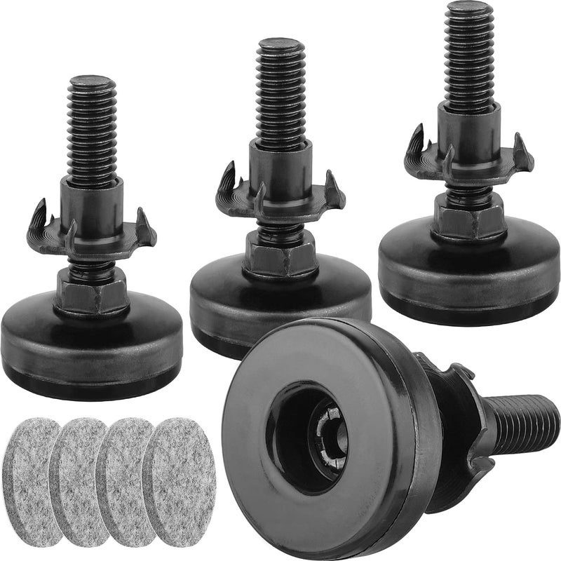 Anwenk Anwenk Furniture Levelers Heavy Duty Furniture Leveling Feet Adjustable Leg Levelers for Cabinets Sofa Tables Chairs Raiser Support 1320LBs T Nut Kit 3816 Thread Large Base  4 PackBlack 