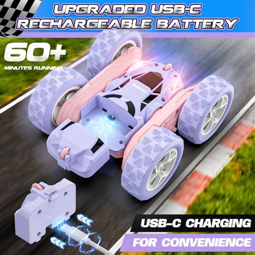cosone RC Stunt Car Remote Control Cars with Lights DoubleSided Driving Indoor Outdoor Toys Gifts Presents for 6 7 8 9 10 11 12 Year Old Kids Boys Girls - Image 5