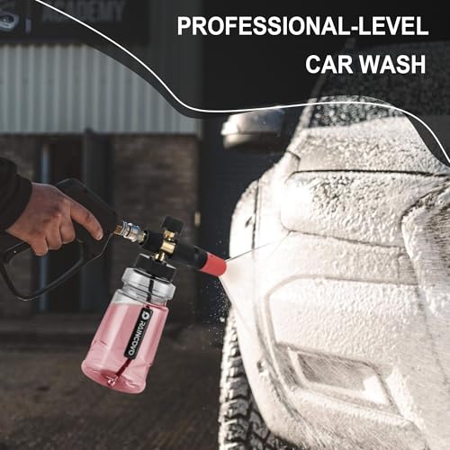 Raincovo Foam Cannon Wide Mouth for Pressure Washer, Thick Snow Foam Lance for Car Wash, Adjustable Soap Cannon with 1/4 Inch Quick Connector, Additional 1.1mm Orifice Nozzle - Image 3