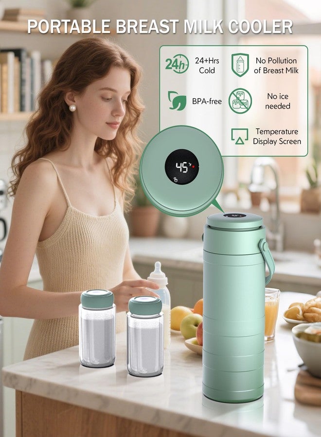 PLOSIF Portable Breast Milk Cooler for Outdoors, 360° All-Round Cooling Keeps Milk Fresh for 24 Hours, 22oz Large Capacity Breastmilk Chiller with 2pcs BPA-Free Bottle for Breastmilk Storage - Image 2