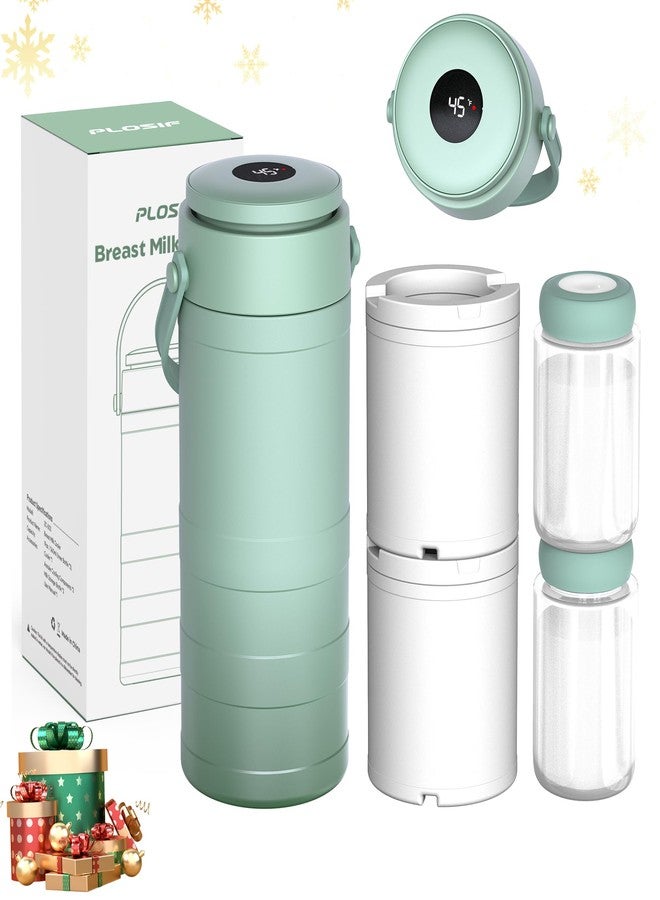 PLOSIF Portable Breast Milk Cooler for Outdoors, 360° All-Round Cooling Keeps Milk Fresh for 24 Hours, 22oz Large Capacity Breastmilk Chiller with 2pcs BPA-Free Bottle for Breastmilk Storage - Image 1