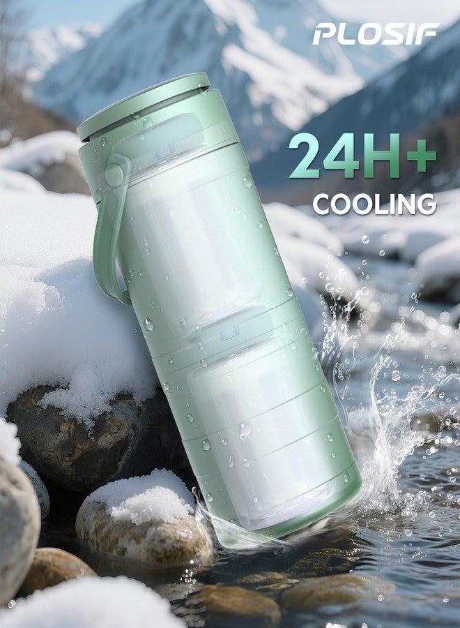 PLOSIF Portable Breast Milk Cooler for Outdoors, 360° All-Round Cooling Keeps Milk Fresh for 24 Hours, 22oz Large Capacity Breastmilk Chiller with 2pcs BPA-Free Bottle for Breastmilk Storage - Image 3