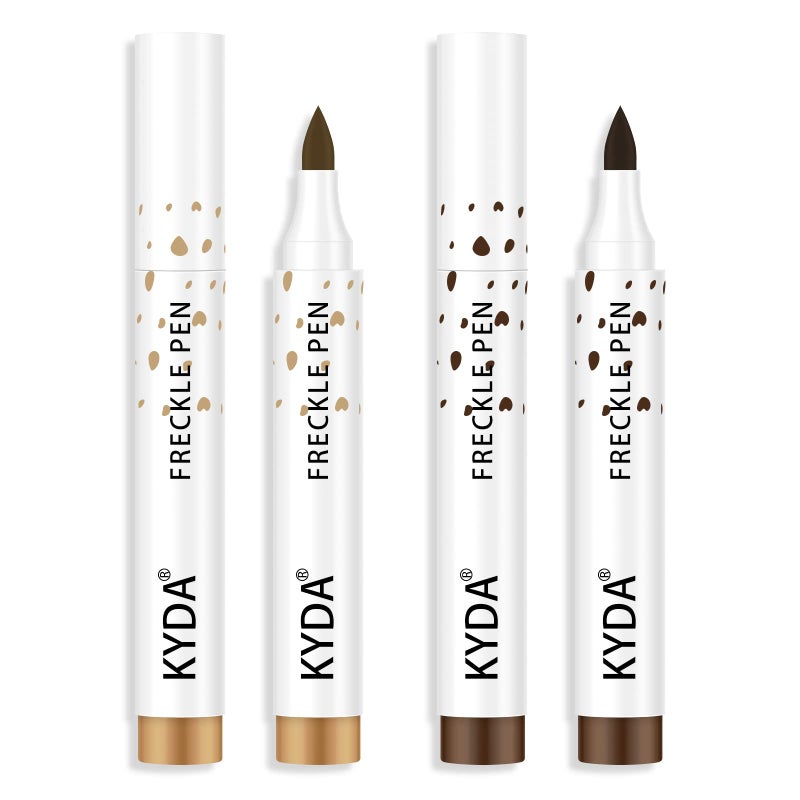 KYDA 2 Colors Freckle Pen,Natural Lifelike Freckle Makeup, Waterproof Longlasting Soft Dot Sopt Pen, Sunkissed Makeup-Dark Brown&Light Brown - Image 1
