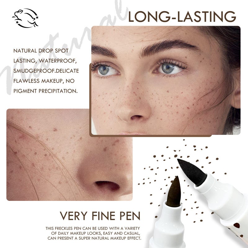 KYDA 2 Colors Freckle Pen,Natural Lifelike Freckle Makeup, Waterproof Longlasting Soft Dot Sopt Pen, Sunkissed Makeup-Dark Brown&Light Brown - Image 3