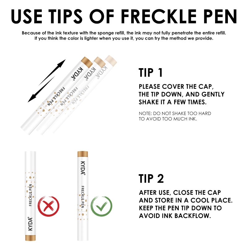 KYDA 2 Colors Freckle Pen,Natural Lifelike Freckle Makeup, Waterproof Longlasting Soft Dot Sopt Pen, Sunkissed Makeup-Dark Brown&Light Brown - Image 2