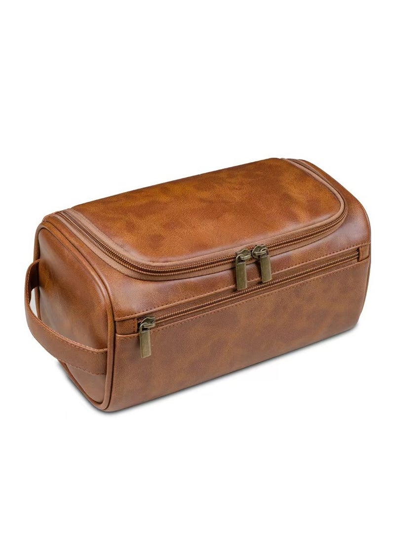 PU leather, waterproof, large capacity and portable travelling toiletry and make-up organizer bag