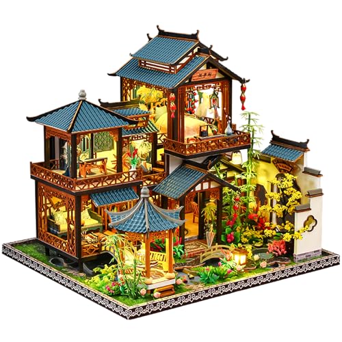 Spilay DIY Miniature Dollhouse KitDIY Dollhouse Kit with Wooden FurnitureDust Proof Cover Music Box and LEDHandmade Crafts Gifts for Birthday Christmas and Valentines DayP019 - Image 1