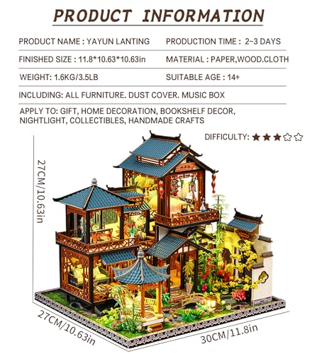 Spilay DIY Miniature Dollhouse KitDIY Dollhouse Kit with Wooden FurnitureDust Proof Cover Music Box and LEDHandmade Crafts Gifts for Birthday Christmas and Valentines DayP019 - Image 5
