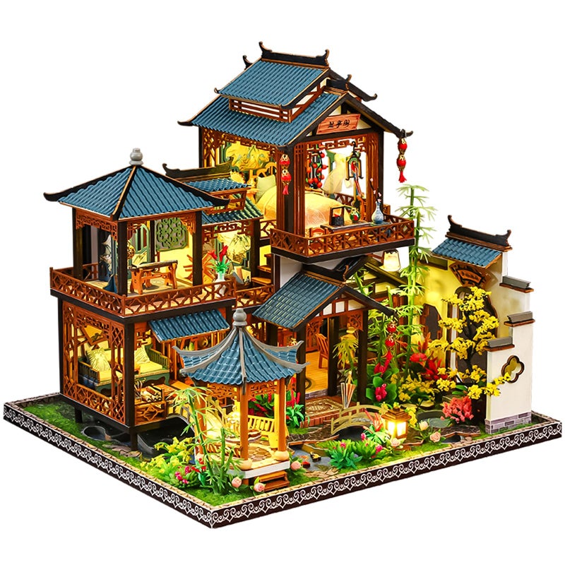 Spilay DIY Miniature Dollhouse KitDIY Dollhouse Kit with Wooden FurnitureDust Proof Cover Music Box and LEDHandmade Crafts Gifts for Birthday Christmas and Valentines DayP019 - Image 3