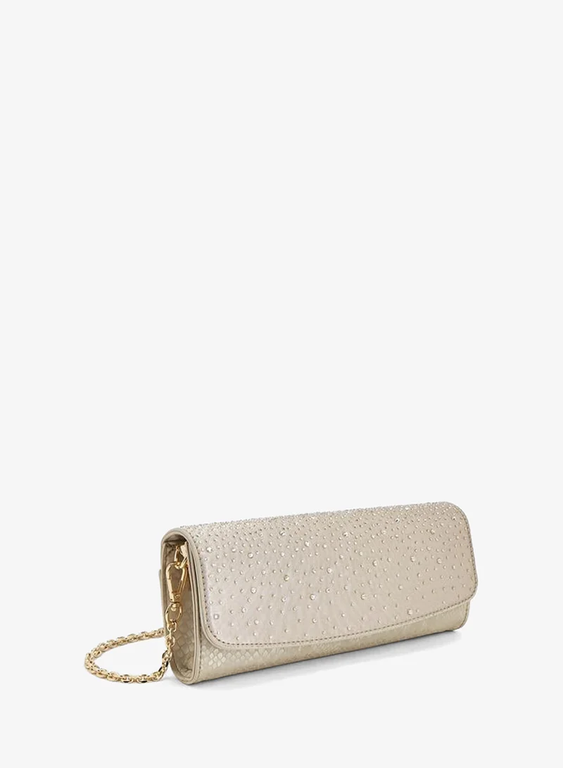 Flora Bella By Shoexpress GOLD Flora Bella Embellished Clutch With Chain Strap for Women | Best Price UAE
