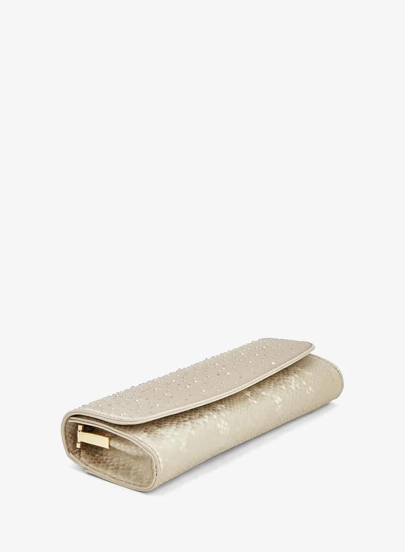 Flora Bella By Shoexpress GOLD Flora Bella Embellished Clutch With Chain Strap for Women | Best Price UAE
