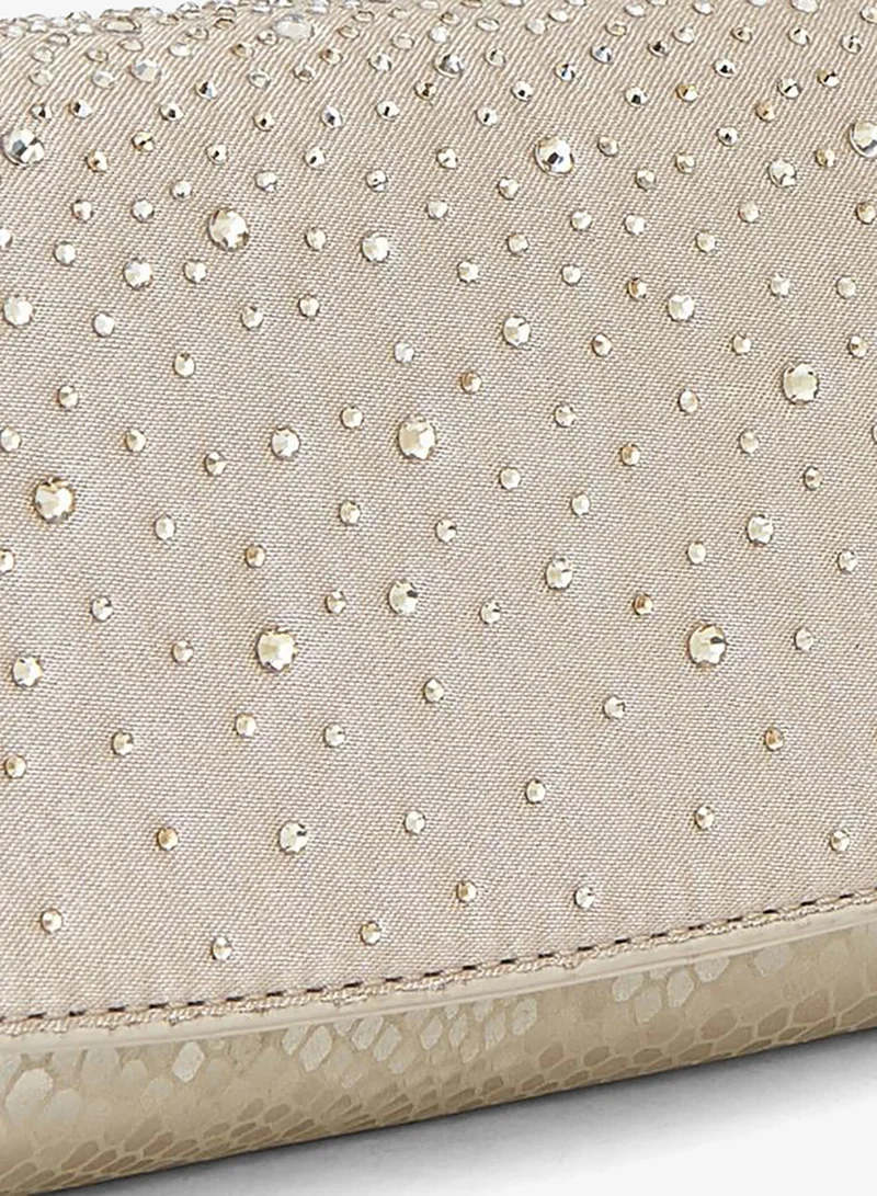 Flora Bella By Shoexpress GOLD Flora Bella Embellished Clutch With Chain Strap for Women | Best Price UAE