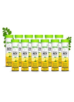 OZiva ACV Moringa Control Cravings Apple Cider Vinegar Cinnamon Guggul No Maltodextrin No Added Sugar 15 Effervescent Tablets Lemon Masala Pack of 12 180 Tablets  - Image 1