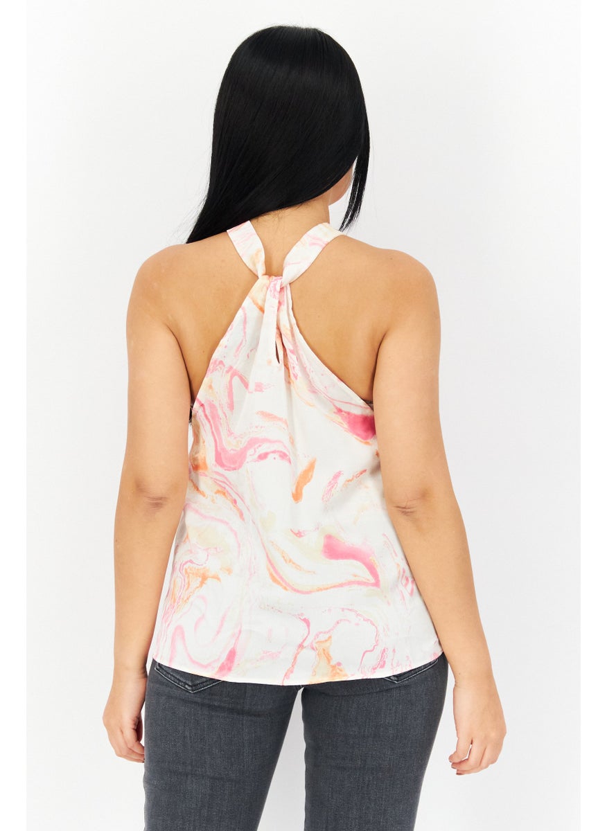 Aqua Women Halter Neck Sleeveless Printed Top, Pink  - Image 2