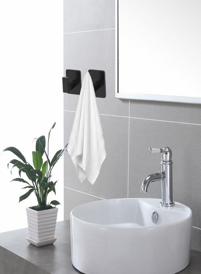 Hapforever 4 Pack Square Self Adhesive Towel Hooks, Matte Black Bath Towel Hook No Drilling Bathroom Towel Hook Aluminum Heavy Duty Wall Hooks for Bathroom Bedroom Kitchen (2 Inch,Matte Black) - Image 5
