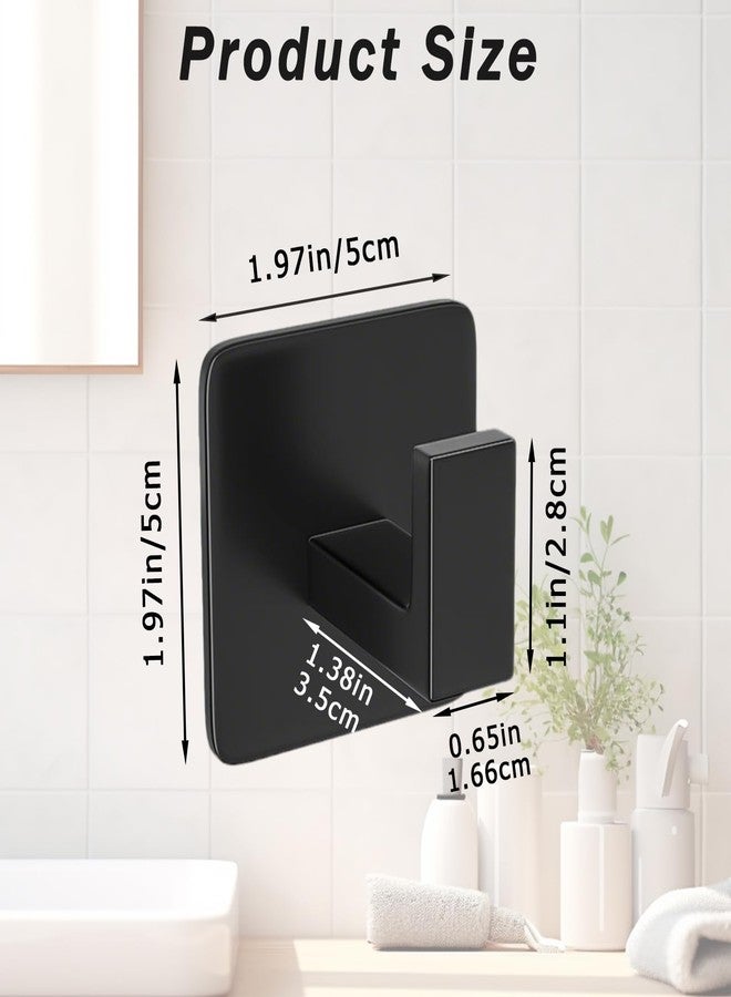 Hapforever 4 Pack Square Self Adhesive Towel Hooks, Matte Black Bath Towel Hook No Drilling Bathroom Towel Hook Aluminum Heavy Duty Wall Hooks for Bathroom Bedroom Kitchen (2 Inch,Matte Black) - Image 2