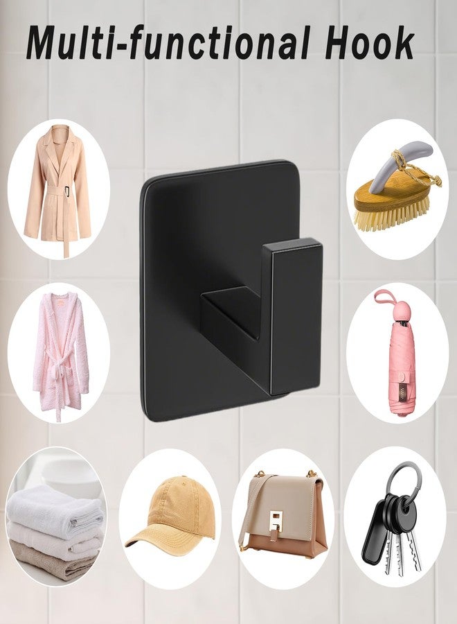 Hapforever 4 Pack Square Self Adhesive Towel Hooks, Matte Black Bath Towel Hook No Drilling Bathroom Towel Hook Aluminum Heavy Duty Wall Hooks for Bathroom Bedroom Kitchen (2 Inch,Matte Black) - Image 4