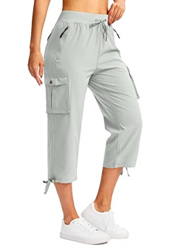 Soothfeel Women's Cargo Capris Pants with 6 Pockets Lightweight Quick Dry Travel Hiking Summer Pants for Women Casual (Pale, L) - Image 2