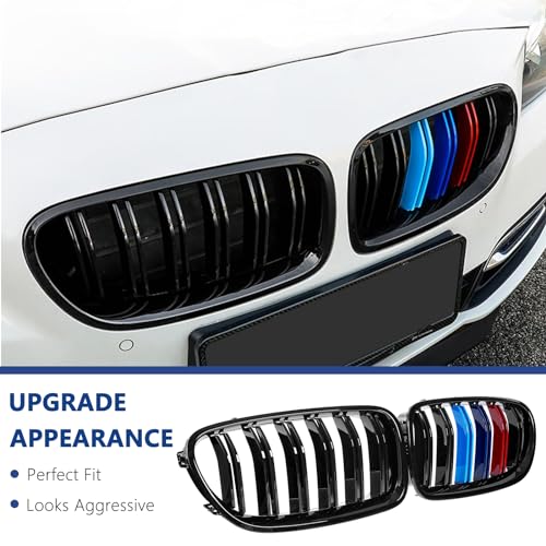 DEKEWEI F10 Grille,Front Kidney Grille Grill Compatible With 2010-2017 5 Series F10 F11 M5 (Double Slats Gloss M Color Grills, 2pcs) - Image 2