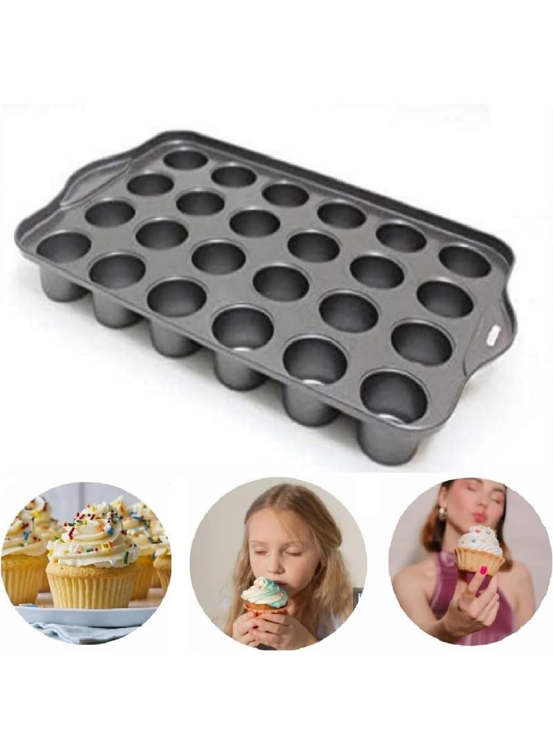 AMM Nonstick Mini Cheesecake Pan – 24-Cup Black, Non-Removable Bottoms, Oven & Dishwasher Safe | Perfect for Mini Desserts, Cupcakes, Muffins, Tarts, and Party Treats - Image 5