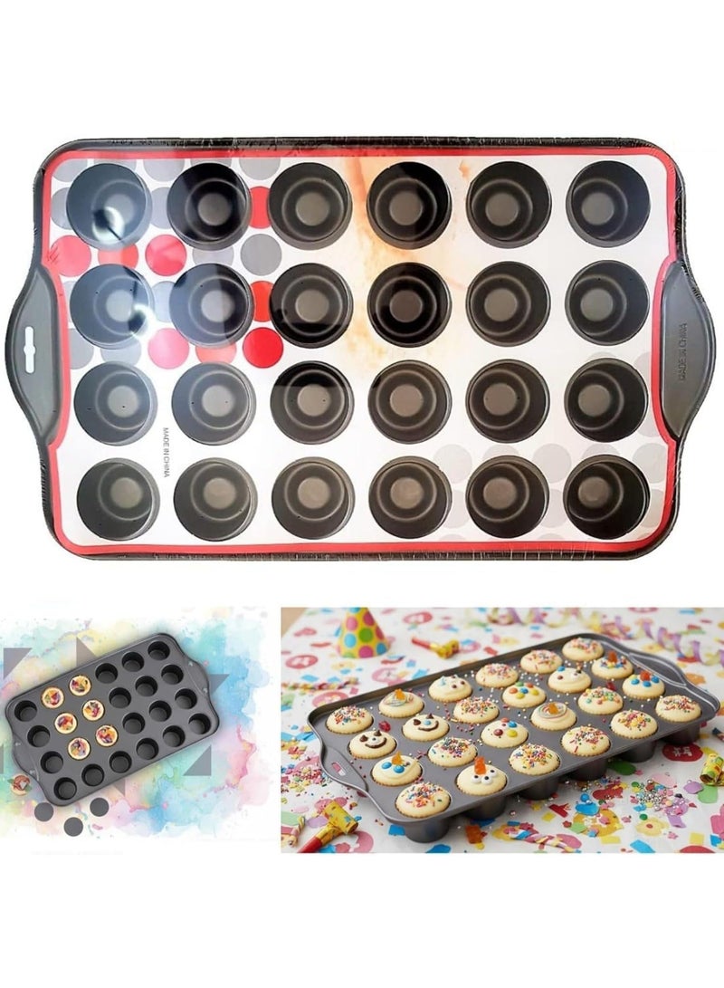 AMM Nonstick Mini Cheesecake Pan – 24-Cup Black, Non-Removable Bottoms, Oven & Dishwasher Safe | Perfect for Mini Desserts, Cupcakes, Muffins, Tarts, and Party Treats - Image 4