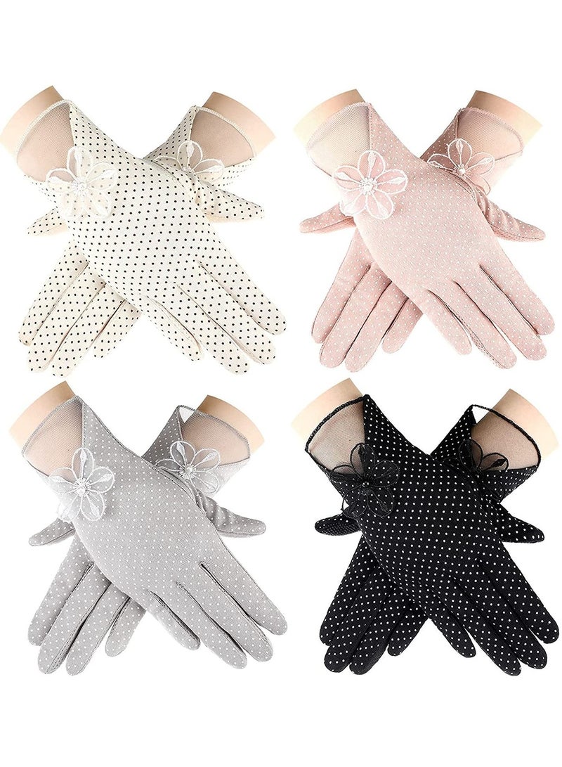 4 Pairs Women Sun Protective Gloves Summer UV Protection Sunblock Gloves Touchscreen Gloves for Women Girls  - Image 1