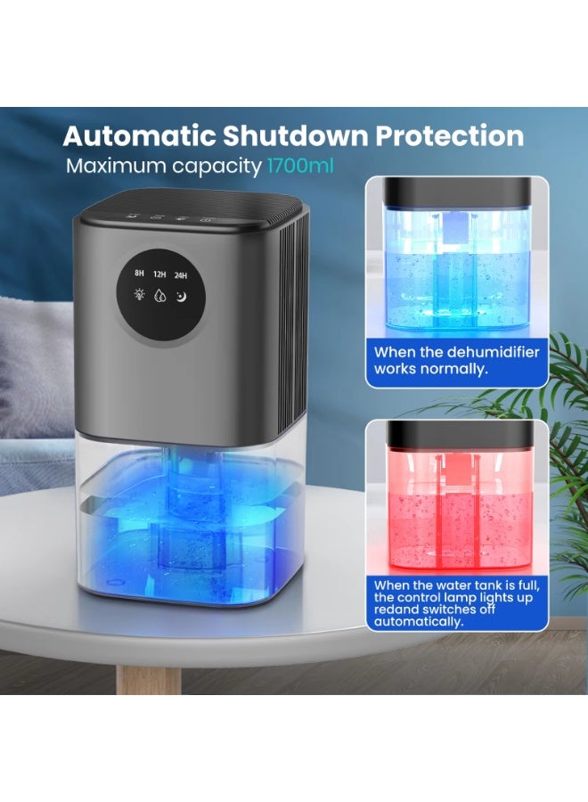 عربست Dehumidifier for Bedroom, Small Dehumidifier for Bathroom with Auto Shut-Off, 7 Light, Timers, Sleep Mode, 1700ML Portable Home Dehumidifiers for Home Small Place, Bathroom, Closet, RV,Black - Image 5